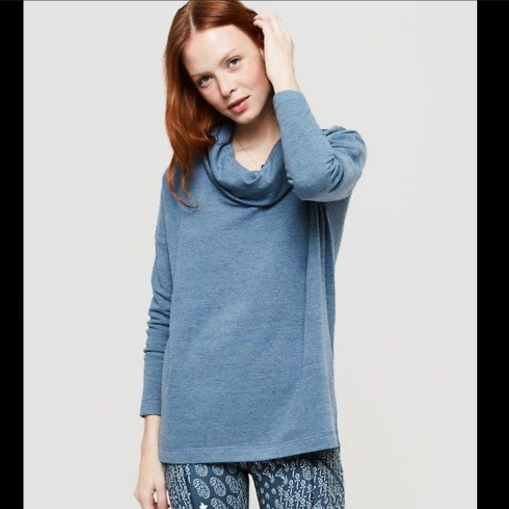 Lou & Gray Zen Bounce Cowlneck Top Heather Blue
